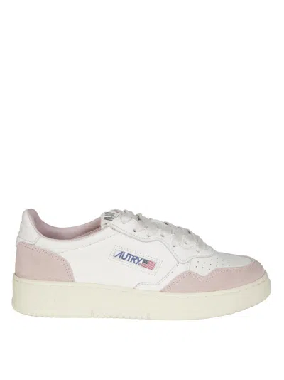 Autry Low-top Suede Sneakers With Soft Pink Accents In White
