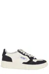 Autry Sneakers Medalist Low In Avory And Blue Leather Glittered In White