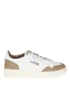 Autry Medalist Low White Leather And Suede Tobacco Sneakers In White