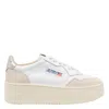 Autry Platinum And White Suede And Leather Medalist Platform Sneakers In Neutral