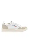 Autry Medalist Low Sneakers In White Leather And Rose Cannel Suede Shoes In Multi