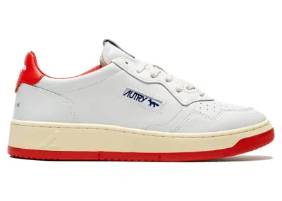 Pre-owned Autry Men's  Medalist Leather Low Maison Kitsuné Sneakers In White/red In Multi