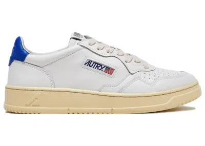 Pre-owned Autry Men's  Medalist Leather Low Sneakers In White/azure/cream