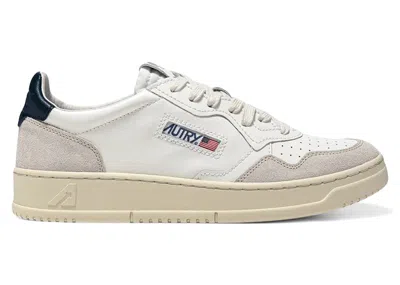 Pre-owned Autry Men's  Medalist Leather Low Sneakers In White/blue/beige In Multi