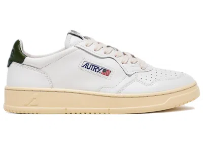 Pre-owned Autry Men's  Medalist Leather Low Sneakers In White/dark Green/cream