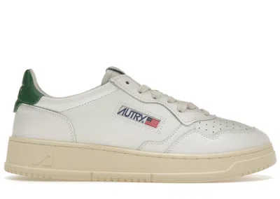 Pre-owned Autry Men's  Medalist Leather Low Sneakers In White/green/cream