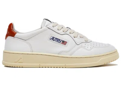 Pre-owned Autry Men's  Medalist Leather Low Sneakers In White/rust/cream
