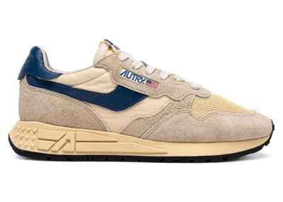 Pre-owned Autry Men's  Reelwind Low Sneakers In Ecru/ensign Blue