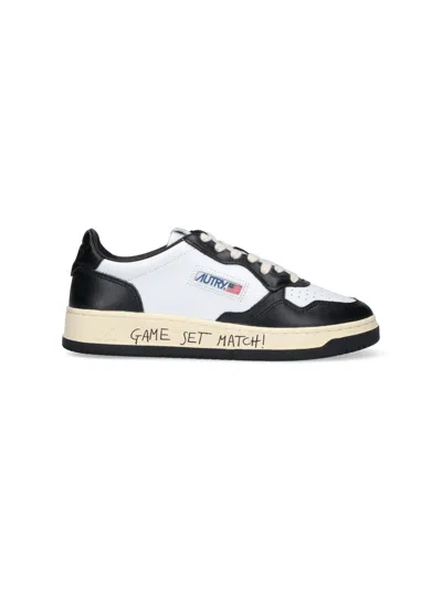 Autry Medalist Panelled Leather Sneakers In Black