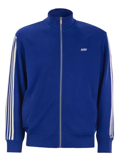 AUTRY MEN'S KNITTED TENNIS-STYLE ZIP SWEATSHIRT