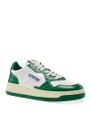 Autry Men's Medalist Leather Low Top Sneakers In White/green
