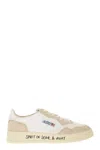 Autry 'medalist' Beige Low Top Sneakers With Beige Suede Details In White