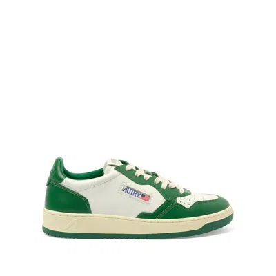Autry Men's Medalist Low Bicolour Sneakers In White/green