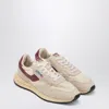 Autry Low Suede Net Sneakers With Contrast Panel In Burgundy