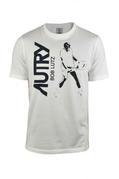 Autry White Cotton T-shirt With Bold Black Logo Print
