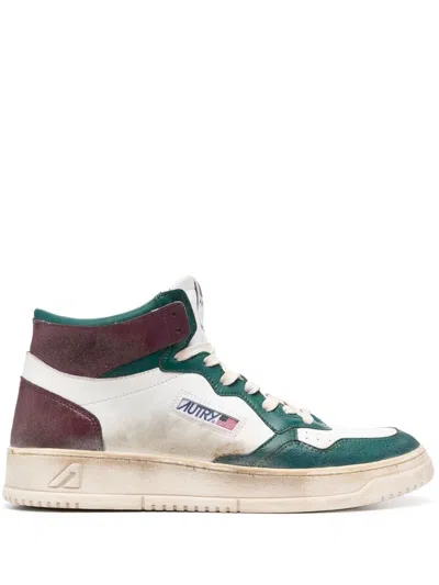 Autry Men's White And Aubergine High Top Sneakers For Fw23