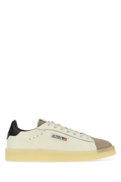 Autry Men White Color Block Sneakers In Burgundy