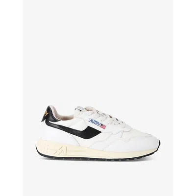 Autry Reelwind Panelled Faux-leather Low-top Wedge Trainers In White/blk