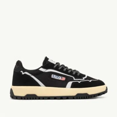 AUTRY MEN'S WILDPACE LOW SNEAKERS IN BLACK MESH AND SUEDE