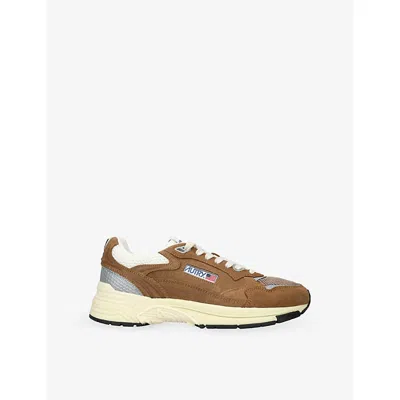 AUTRY MENS TAN HYPERWAY SUEDE AND MESH LOW-TOP TRAINERS EUR 44 / 10 UK