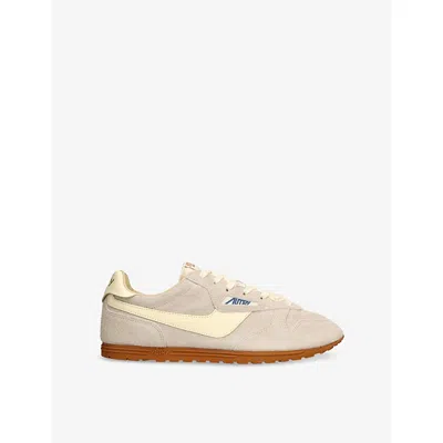 AUTRY MENS WINDSPIN LOW-TOP SUEDE RUNNER TRAINERS BEIGE COMB EUR 44 / 10 UK