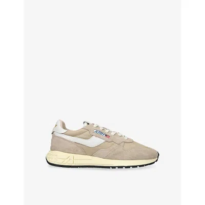 Autry Mens Beige Reelwind Low Runner Leather And Nylon Trainers Eur 44 / 10 Uk In Multi