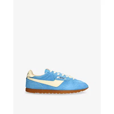 AUTRY MENS MID BLUE WINDSPIN LOW-TOP SUEDE RUNNER TRAINERS EUR 43 / 9 UK