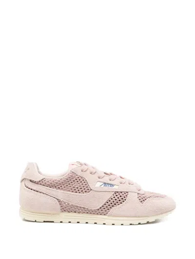 Autry Silk Leather Sneakers In Pink