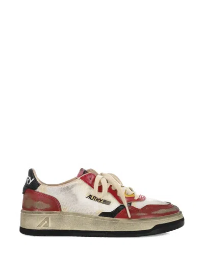 Autry Distressed Low-top Sneakers In Red