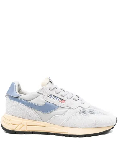 Autry Mesh-panel Suede Sneakers In Gray