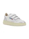 Autry Metallic Leather Strap Sneakers In Silver