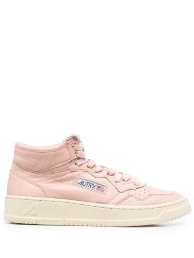 Autry Mid-top Lace-up Sneakers In Pink