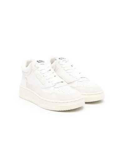 Autry Kids' Mid-top Suede Sneakers In White
