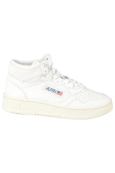 Autry Mid Woman Leat Mid-top Sneakers In White