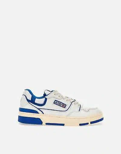 Pre-owned Autry Mm06 White And Blue Leather Sneakers 100% Original