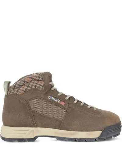 Autry Mosstone Leather Sneakers In Brown