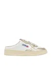 AUTRY MULE LOW SNEAKERS IN WHITE AND PLATINUM LEATHER