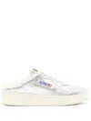 Autry Medalist Metallic Shearling Mule Sneakers In Silver