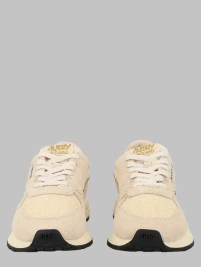 Autry Reelwind Low Sneakers In Ecru And Platinum Nylon And Suede In Multi