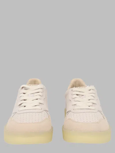 Autry Multicolour Light Beige Suede Leather Sneakers In Gold