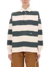 Autry Striped Long Sleeve Top With Ribbed Collar And Cuffs In Black
