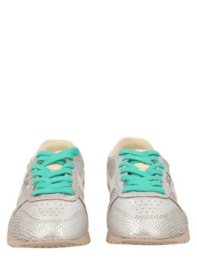 Autry Multicolour Textured Metallic Laminated Leather Sneakers In Gray