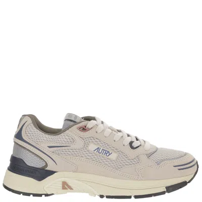 Autry Multi-material Sneakers With Round Mesh Toe And Logo Accents In Gray