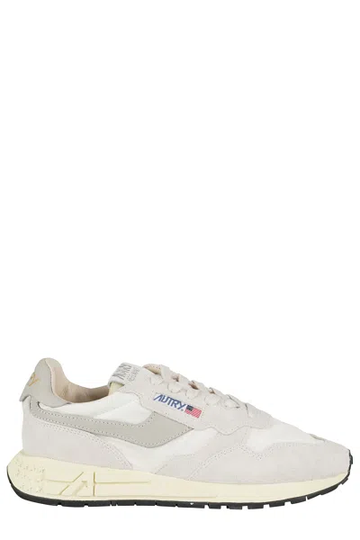 Autry Natural White Reelwind Low Embossed Logo Nylon Sneakers In Animal Print