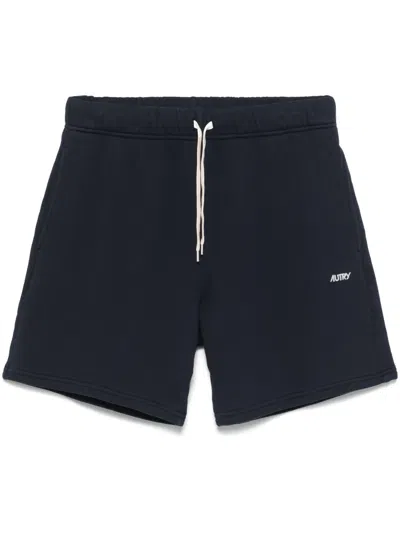 AUTRY NAVY BLUE COTTON TRACK SHORTS