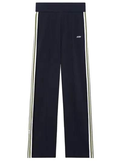 Autry Navy Blue Viscose-blend Straight-leg Pants In Black