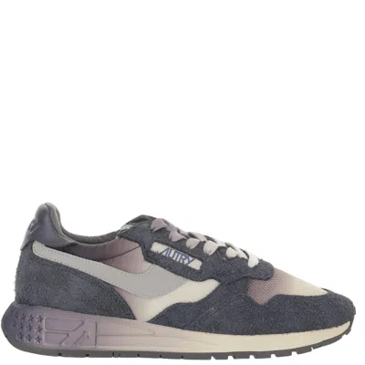 Autry Navy Leather Nylon Running Sneakers In Multi