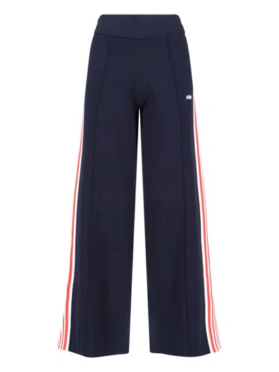 Autry Navy Logo Sweatpants With Contrast Side Stripes In Blue