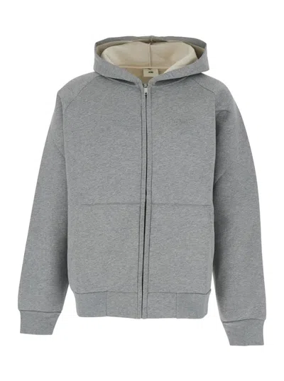 AUTRY GREY HOODIE WITH DROPPED SHOULDERS IN NEOPRENE MAN