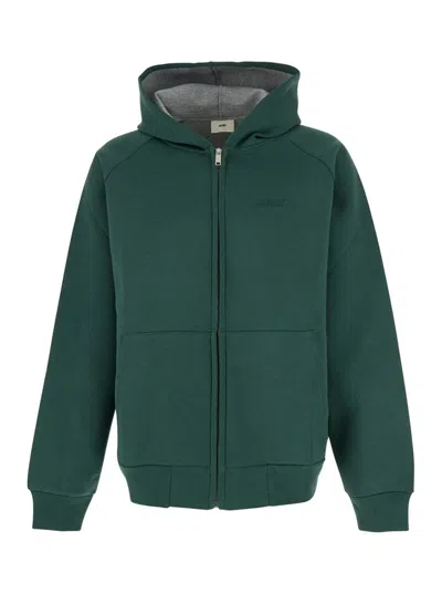 AUTRY GREEN HOODIE WITH DROPPED SHOULDERS IN NEOPRENE MAN